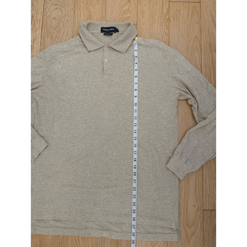 POLO GOLF Mens Long Sleeve Polo Pima Cotton Textured Knit Preppy Luxury Large - Picture 4 of 7
